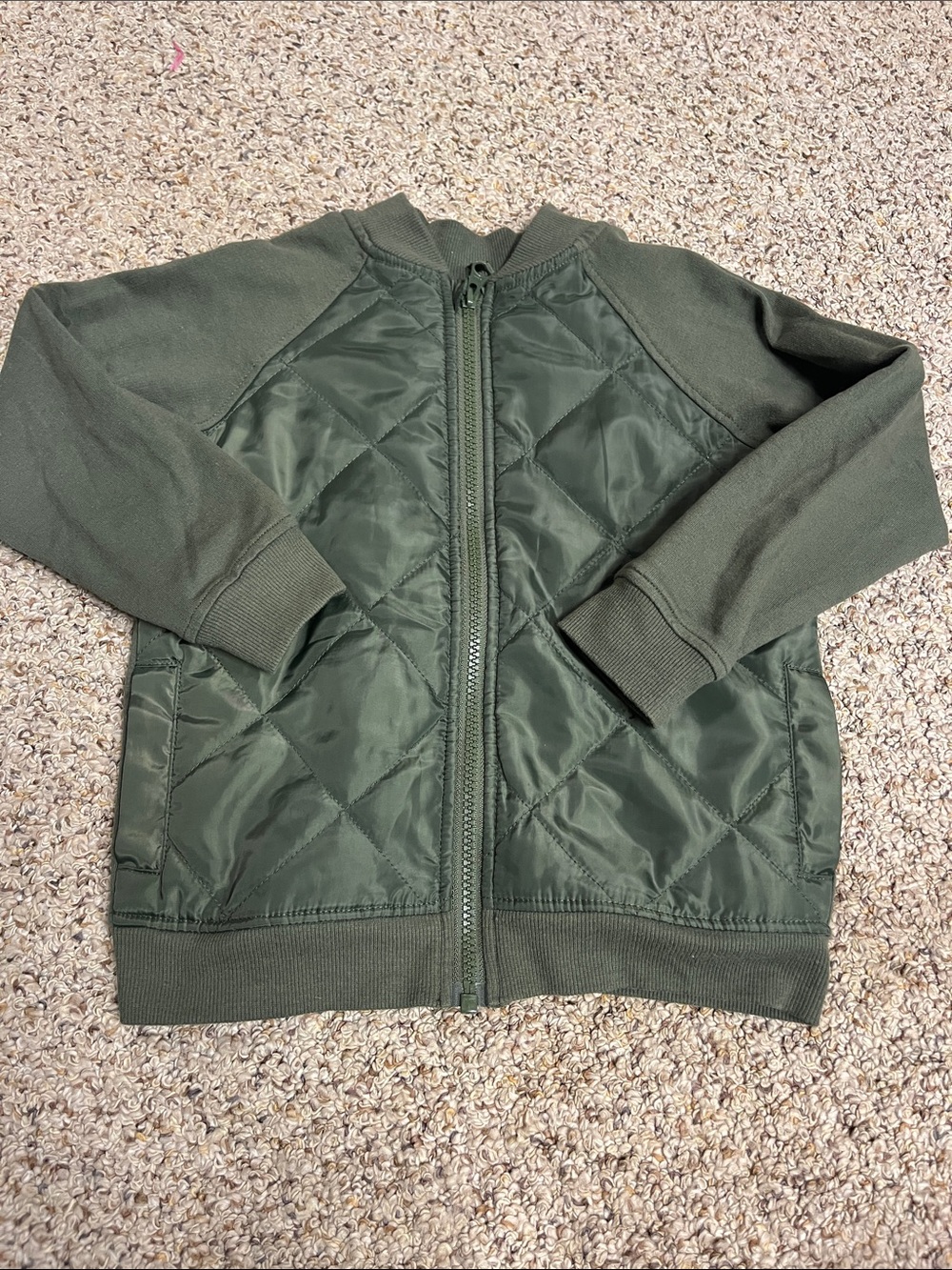 wonder nation Olive Green Quilted Front Zip Jacket